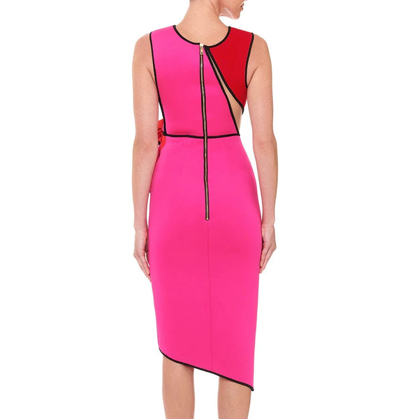 Sleeveless Mesh Stitching Irregular Bandage Dress