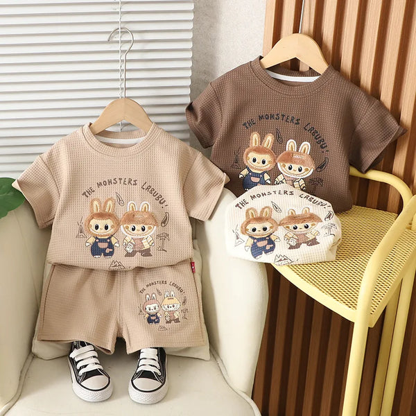 Boys Short Sleeve Suit with Two Small Rabbits