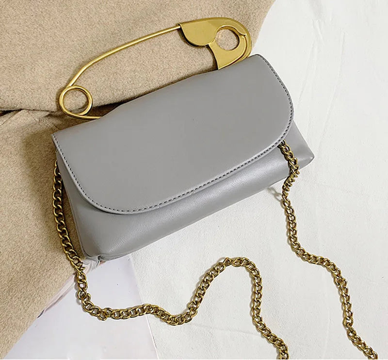 CAMINA Leather Chains flap Shoulder Bag