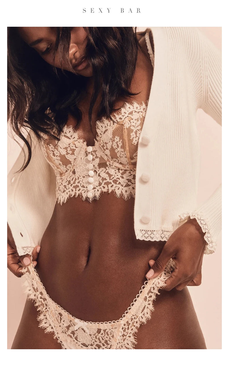 Eyelash lace Brassiere Lingerie Set