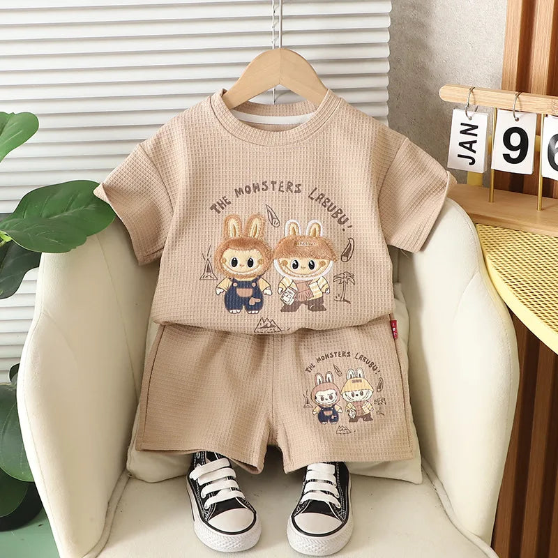Boys Short Sleeve Suit with Two Small Rabbits