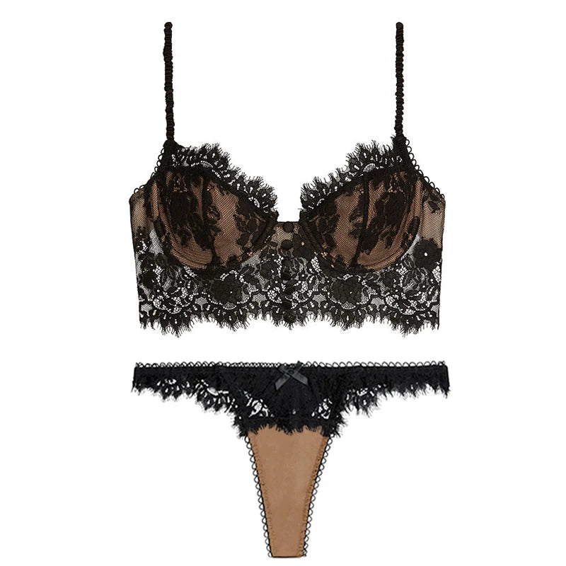 Eyelash lace Brassiere Lingerie Set
