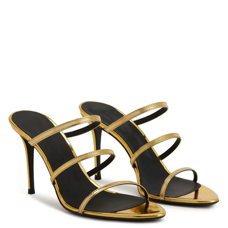 Triple Straps High Heel Sandals