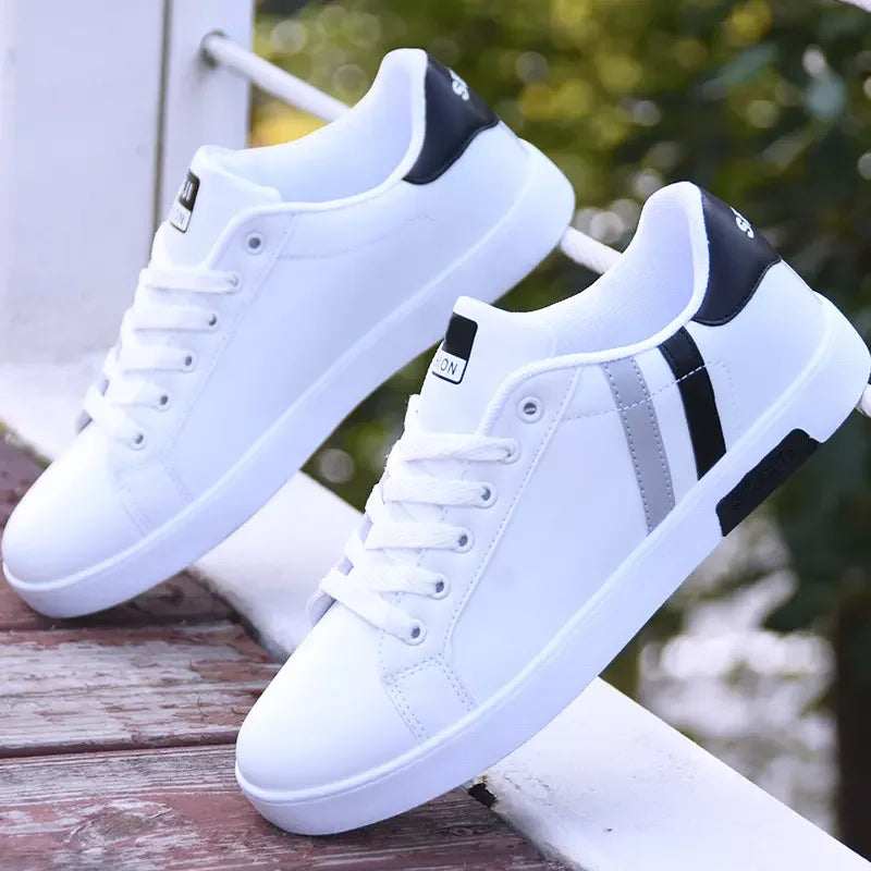 Adit Hot Selling Men Skateboard Flat Lace-up White Shoes