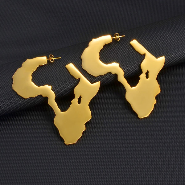 African Map Big Earrings Exaggerate