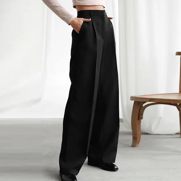 Solid Color Summer High-waist Wide Leg Pants