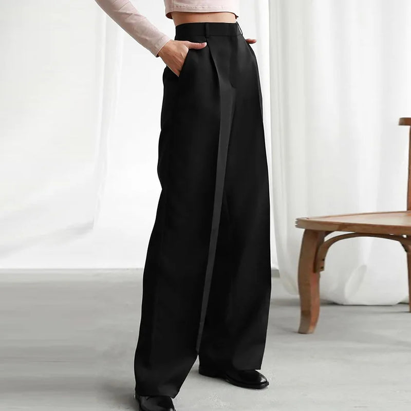 Solid Color Summer High-waist Wide Leg Pants