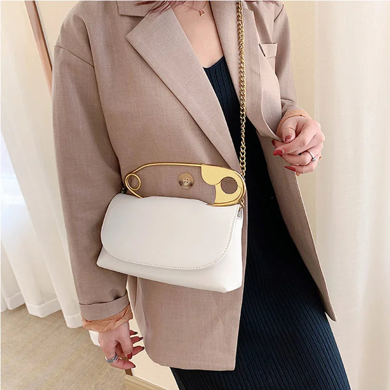CAMINA Leather Chains flap Shoulder Bag