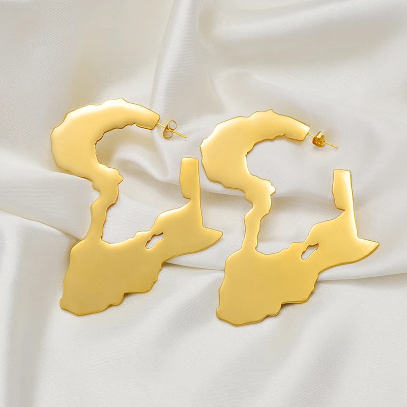 African Map Big Earrings Exaggerate