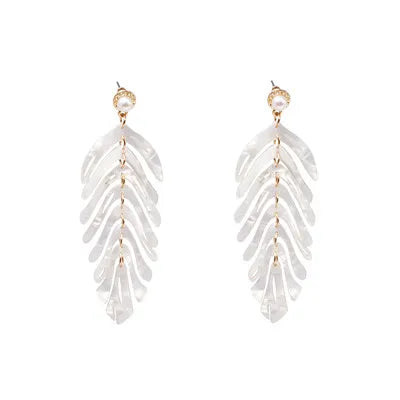 Resin Leaf Dangle Earrings