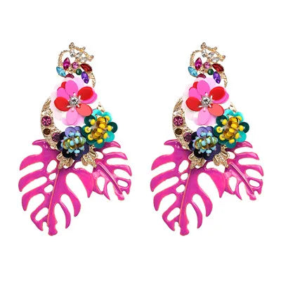 Resin Leaf Dangle Earrings