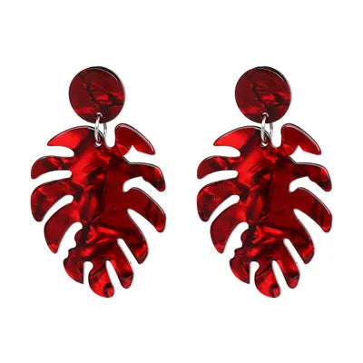 Resin Leaf Dangle Earrings