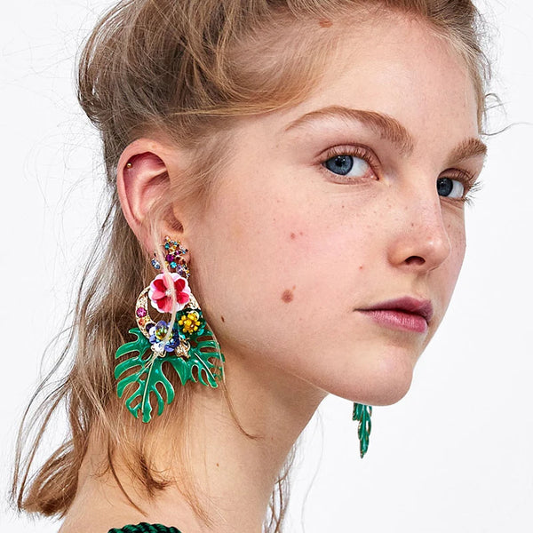 Resin Leaf Dangle Earrings