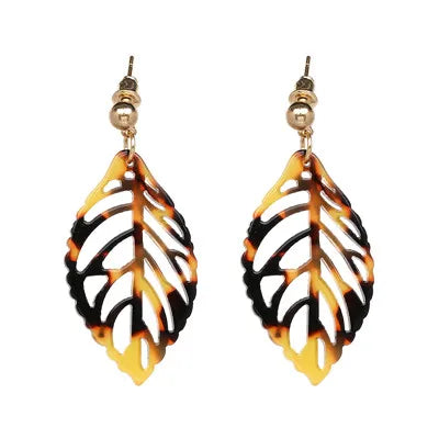 Resin Leaf Dangle Earrings