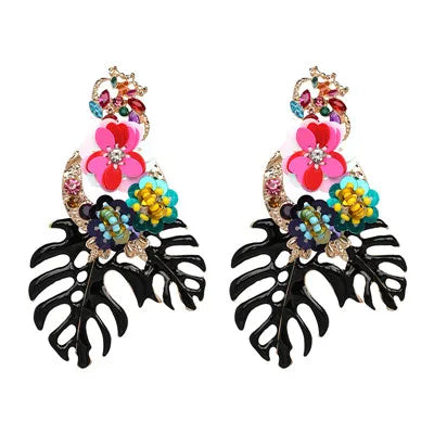 Resin Leaf Dangle Earrings