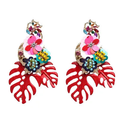 Resin Leaf Dangle Earrings