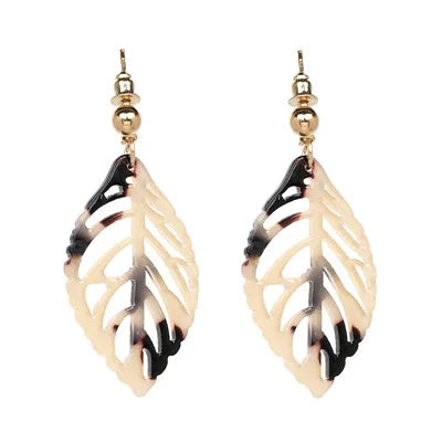 Resin Leaf Dangle Earrings