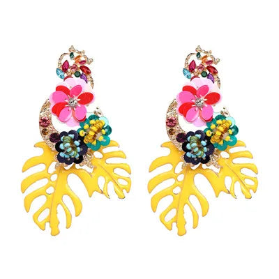 Resin Leaf Dangle Earrings