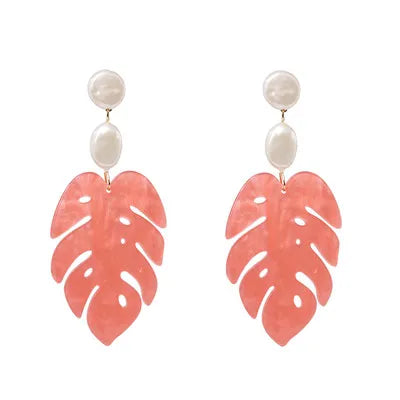 Resin Leaf Dangle Earrings