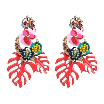 Resin Leaf Dangle Earrings