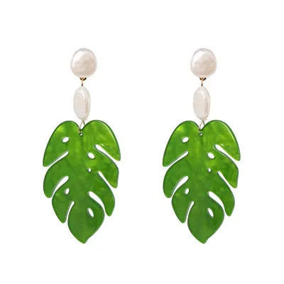 Resin Leaf Dangle Earrings