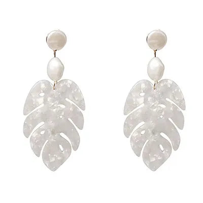 Resin Leaf Dangle Earrings