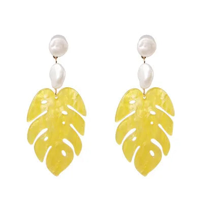 Resin Leaf Dangle Earrings