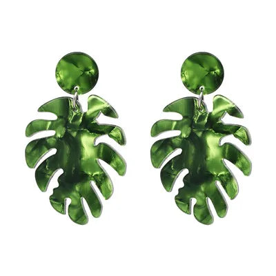 Resin Leaf Dangle Earrings