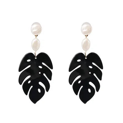 Resin Leaf Dangle Earrings