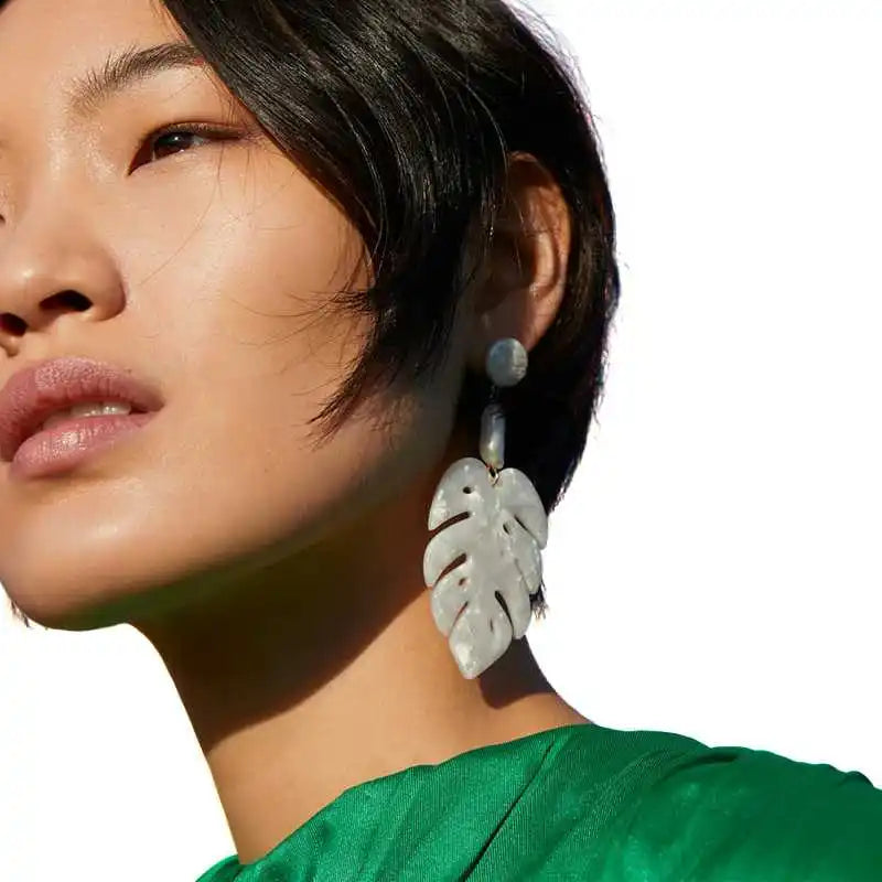 Resin Leaf Dangle Earrings