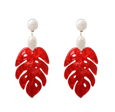 Resin Leaf Dangle Earrings