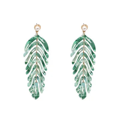 Resin Leaf Dangle Earrings