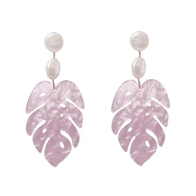 Resin Leaf Dangle Earrings