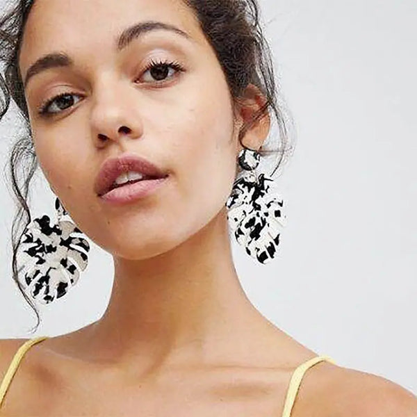 Resin Leaf Dangle Earrings