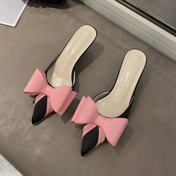 Bowknot Cute Mules Low Kitten Heels Sandals
