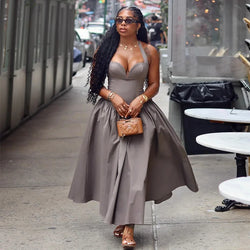 Sweet Sleeveless Halter Fresh Slimming Dress