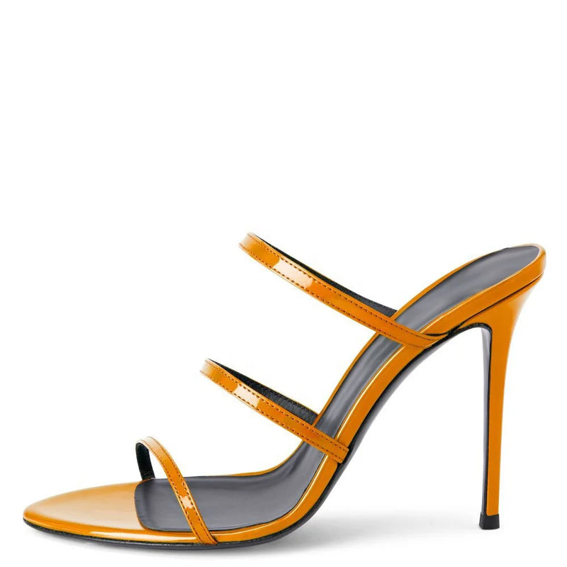Triple Straps High Heel Sandals
