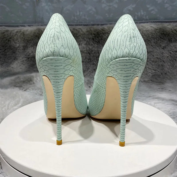 Snake Pattern Mint Green Sexy Pointed Toe