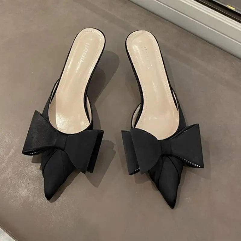 Bowknot Cute Mules Low Kitten Heels Sandals