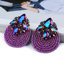 Cotton Rope Weave Round Luxury Big Stud Earrings