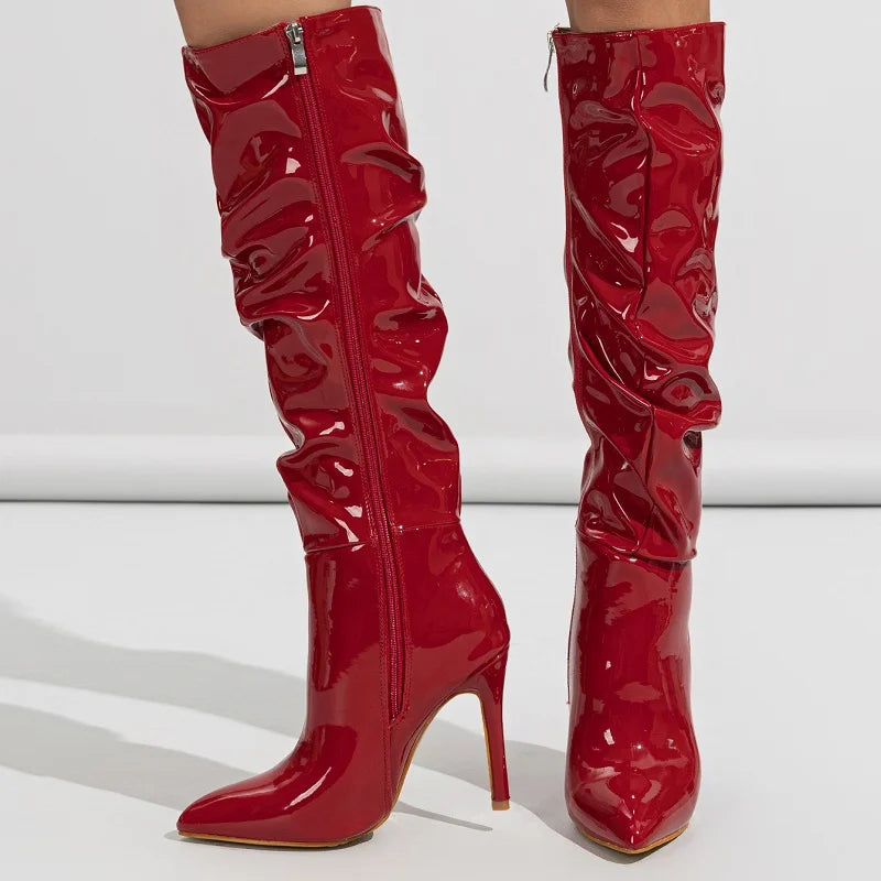 Winter Heels Ladies High Quality Stiletto Zip Boots