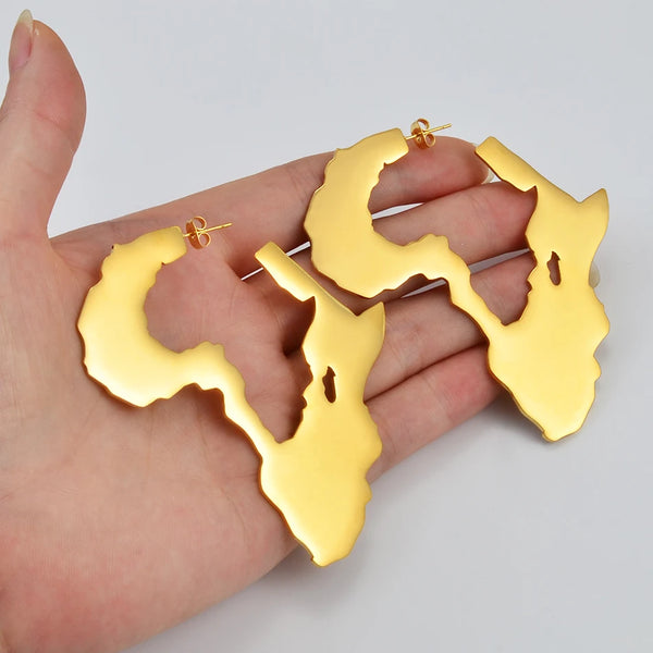 African Map Big Earrings Exaggerate