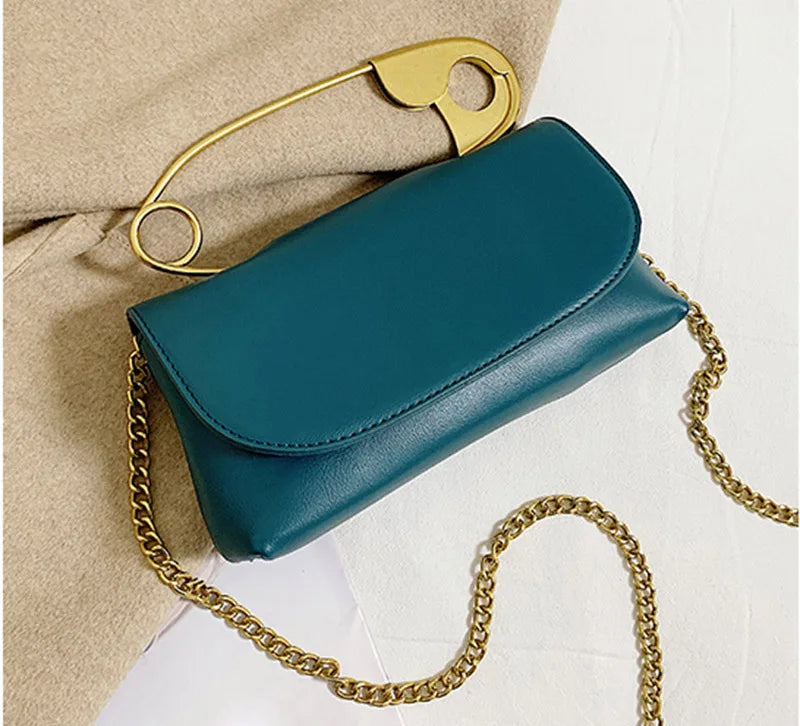 CAMINA Leather Chains flap Shoulder Bag