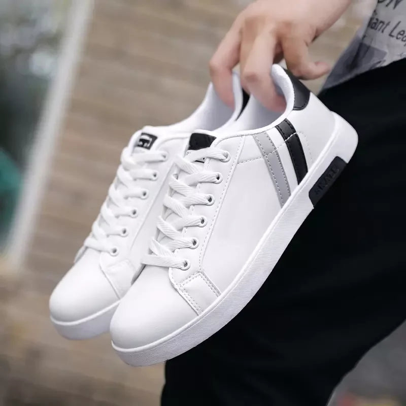 Adit Hot Selling Men Skateboard Flat Lace-up White Shoes