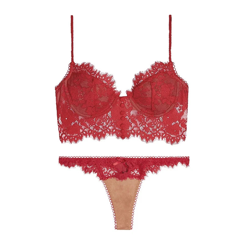Eyelash lace Brassiere Lingerie Set