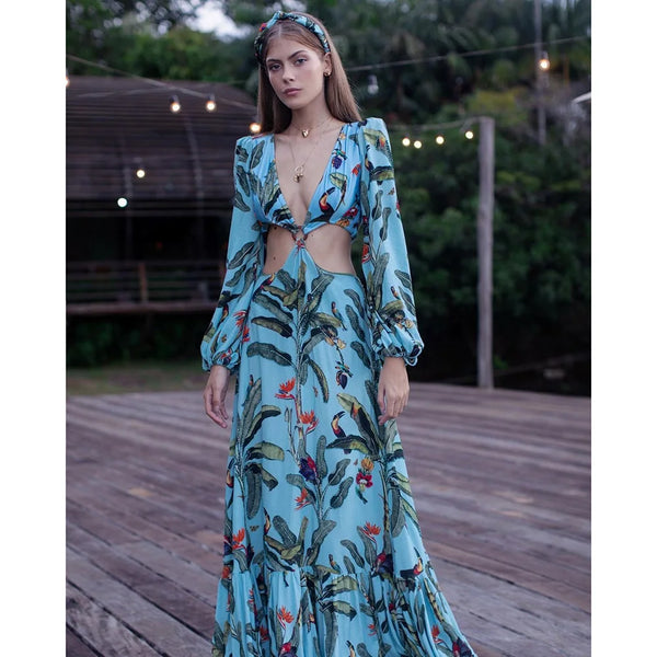 Summer Floral Swimsuit Print Belt Bathing Dress