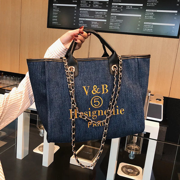 Luxury Tote Big Chains Sling Strap Vintage Bag
