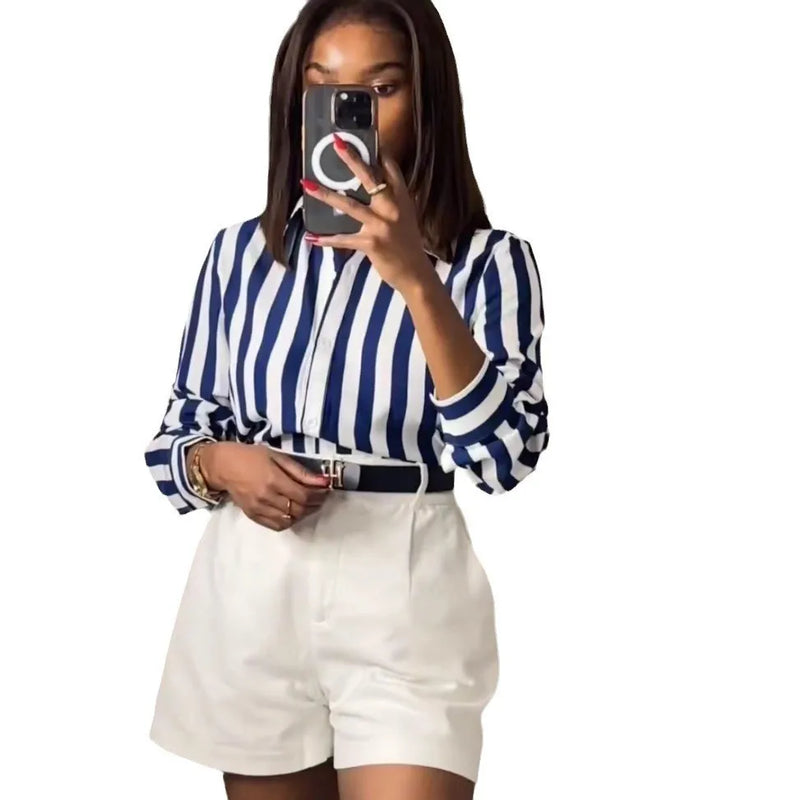 Casual Plaid Print Buckle Turndown Collar Long Shirt
