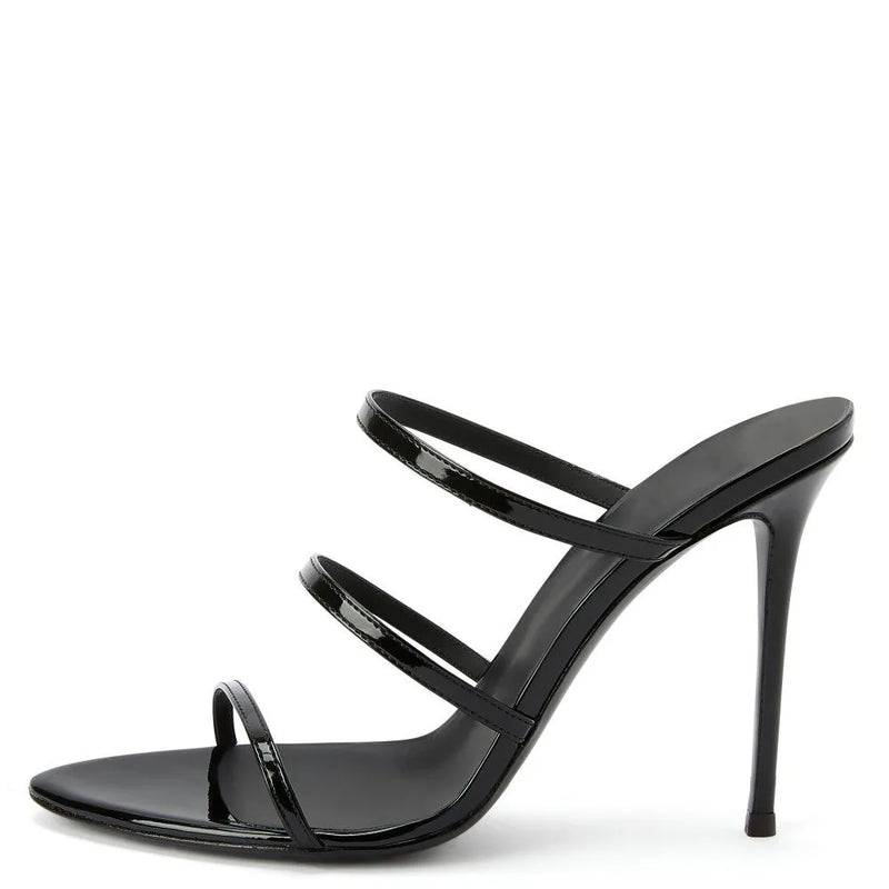 Triple Straps High Heel Sandals