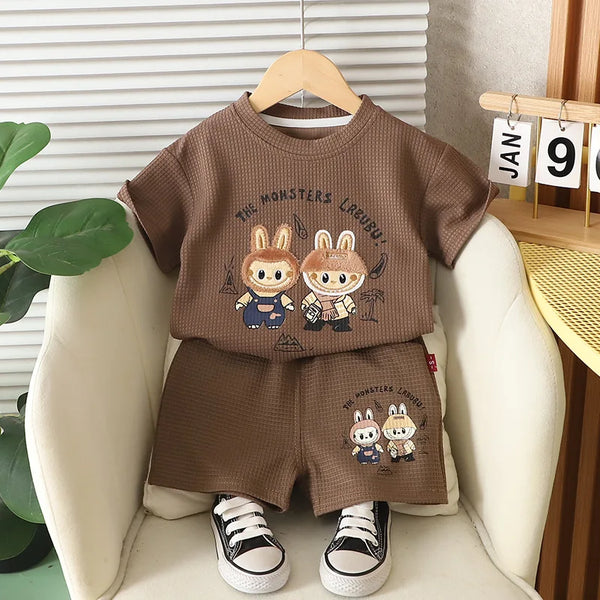 Boys Short Sleeve Suit with Two Small Rabbits